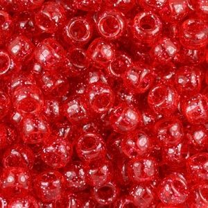 100 Red Glitter Pony Beads, Glitter Beads, Sparkle Beads, Craft Beads
